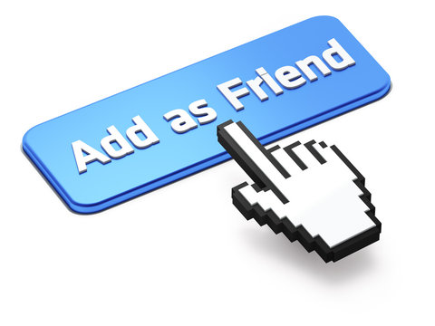 Hand-shaped mouse cursor press Add as Friend  button