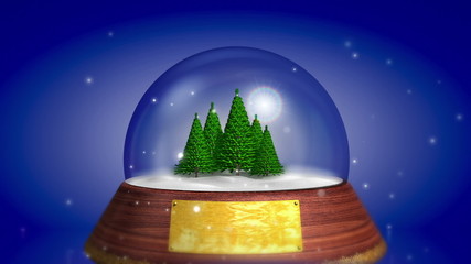 growing pines tree with snow and souvenir and alfa channel