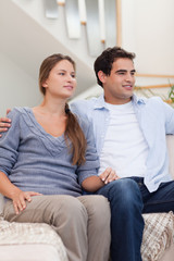 Portrait of a couple watching a movie