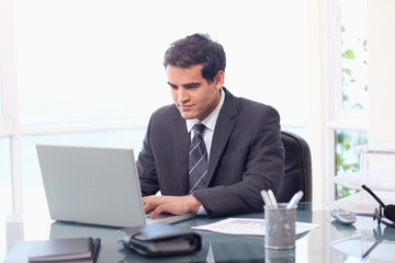 Businessman working with a laptop