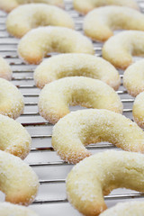 Weihnachtsplätzchen, Vanillekipferl, auf Gitterrost