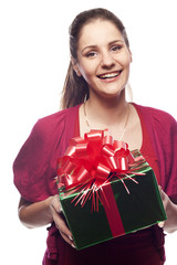 Pretty young woman with present