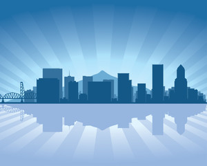 Fototapeta premium Portland skyline with reflection in water