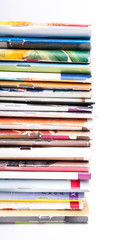 Stack of magazines isolated