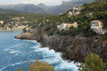 aerial view of coast near Port de Soller - Mallorca