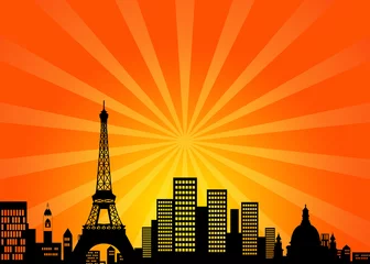 Photo sur Plexiglas Illustration Paris Paris France Centre-ville sur les toits de la ville