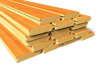 Stacked wooden construction planks