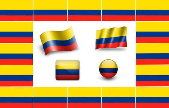 Flag of Colombia.  icon set. flags frame