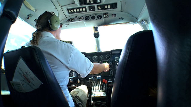 Light Aircraft Pilot at Controls