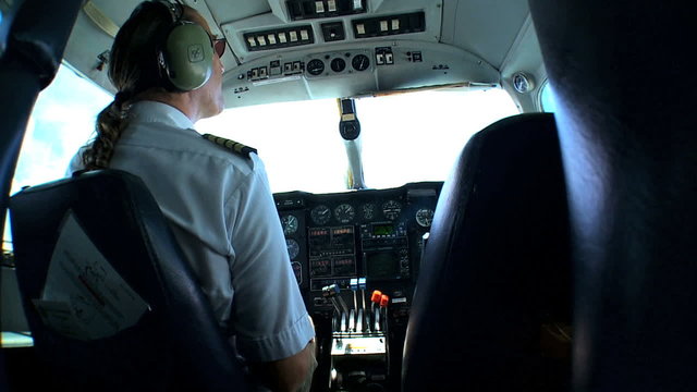 Light Aircraft Pilot at Controls