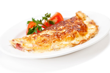 Omelet with herbs and tomatoes