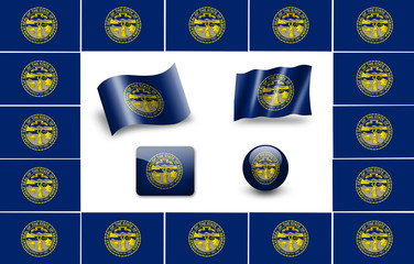 Naklejka premium Flag of Nebraska. icon set