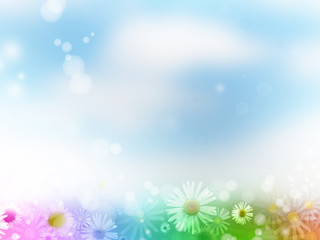 Fototapeta na wymiar Springtime spring flowers and sky background