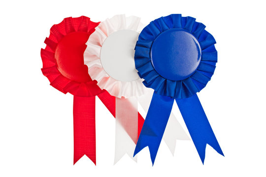 Red white and blue ribbons isolated on white