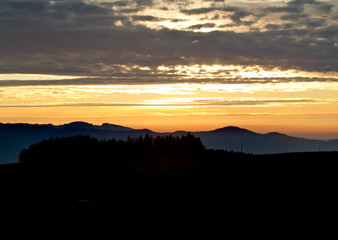 sunset over black forest in Germany