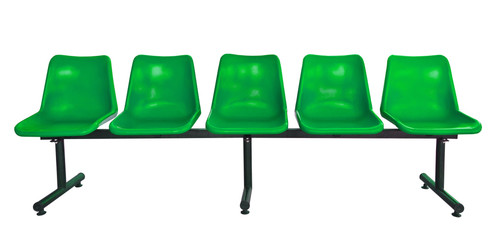 green plastic chairs isolated on white
