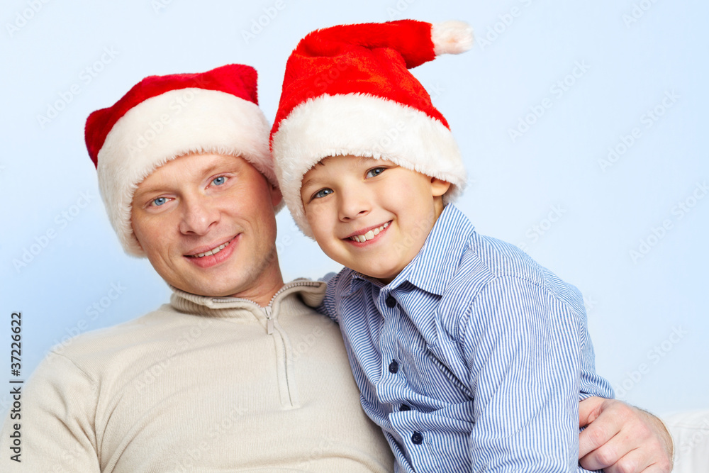 Wall mural Santa father and son