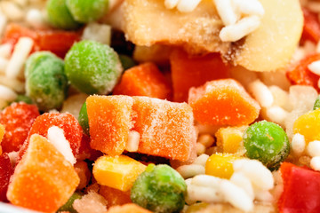 Closeup of frozen vegetables