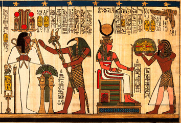 Egyptian papyrus with antique hieroglyphs