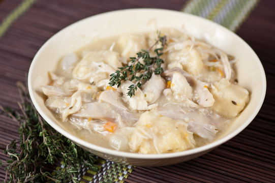 Chicken and dumplings with rosemary