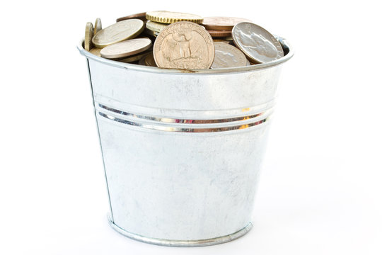 a full bucket of coins
