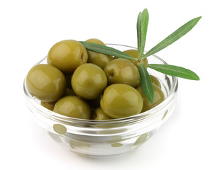 Olive on plate with branches