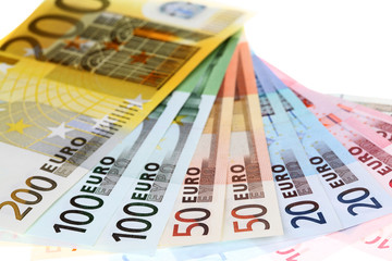 Euro banknotes, fan made of euro paper currency