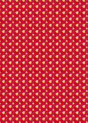 Elegant, romantic golden hearts on red, seamless