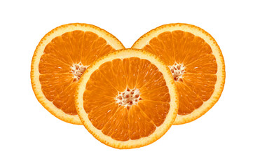 juicy orange slices isolated on white