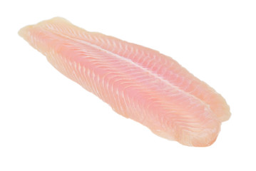 Fillet of fish Pangasius isolated on white background