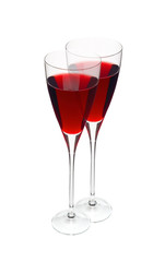 Two glass with red wine isolated on white