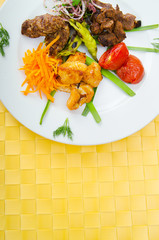 Plate with tasty lamp kebabs