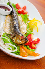 Fried fish in the plate