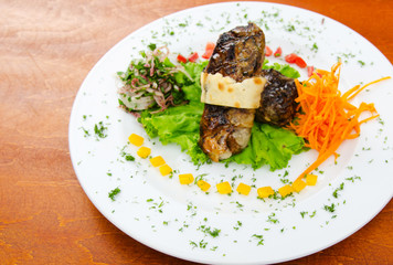 Meat cuisine - kebab served in plate