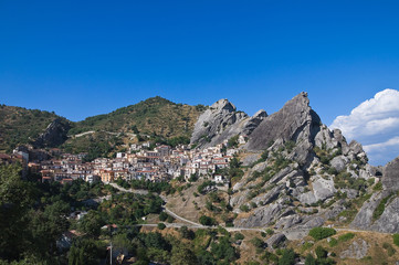 Fototapeta na wymiar Panoramic view of Castelmezzano. Basilicata. Italy.