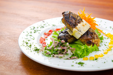Meat cuisine - kebab served in plate