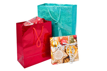 Glossy festive gift bags and gift box