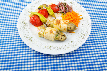 Grilled vegetables served in the plate
