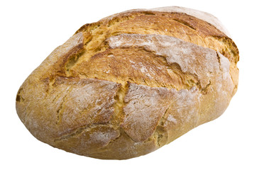 Homemade whole bread on the white