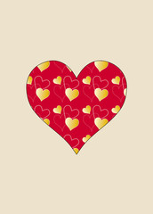 White flowers and a red heart illustration