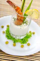 Prawn served with creamy sauce