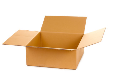 open cardboard box isolated on white