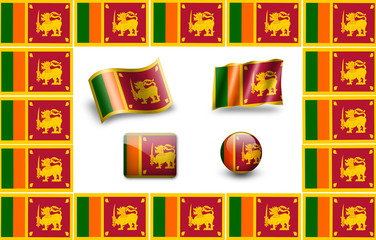Flag of Sri Lanka. icon set. flags frame
