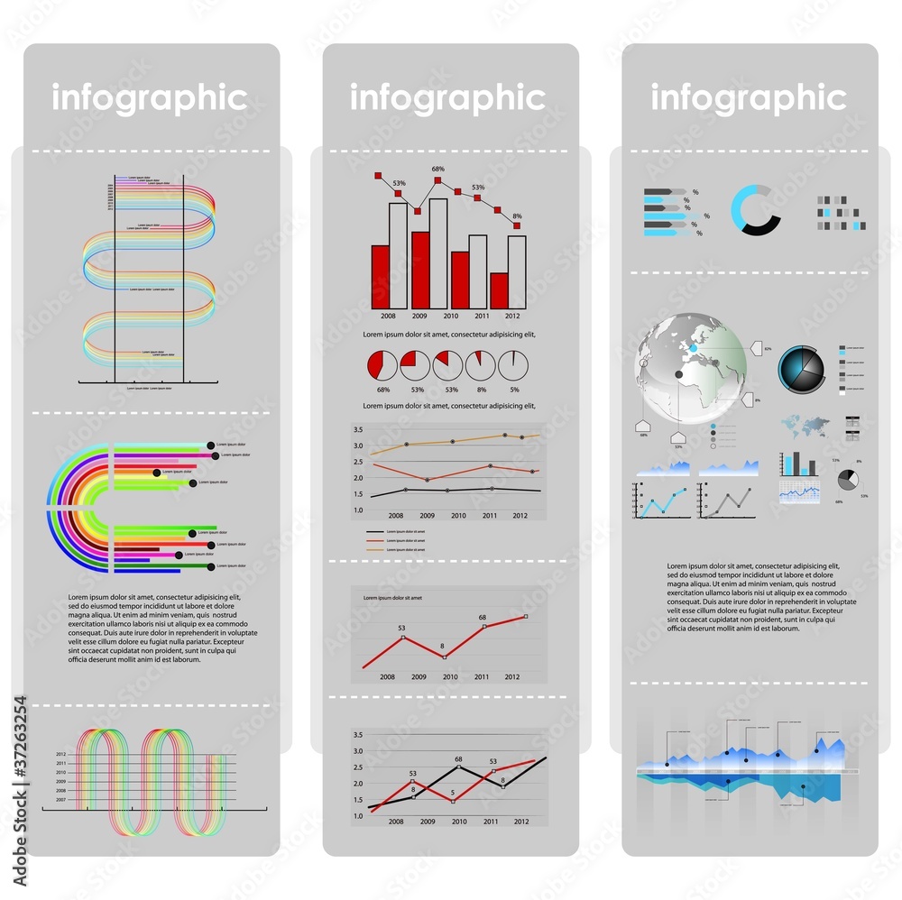 Poster infographic vector graphs and elements. vector illustration.