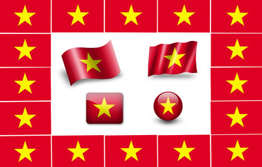 flag of vietnam. icon set. flags frame