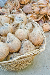 group of coconut in basket