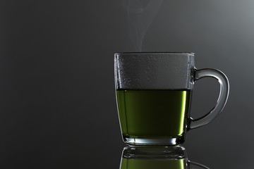 Steaming green tea