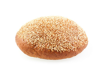 brown bread with sesame isolated on white background