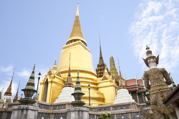 golden pagoda in wat phra kaew, bangkok, thailand