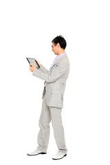 young business man standing using a tablet